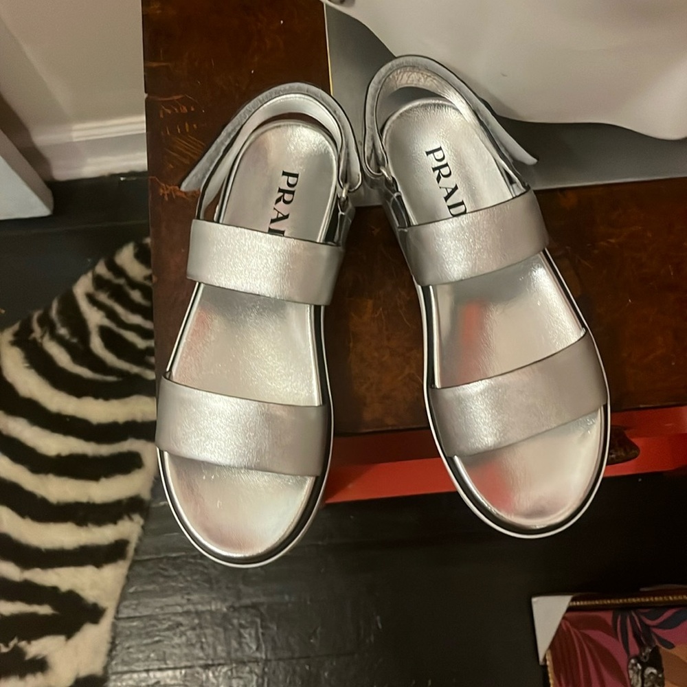 Prada leather sling back sandals size 8